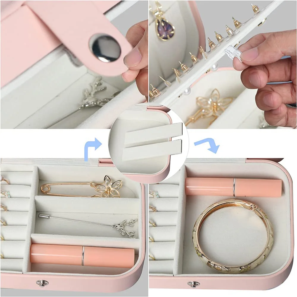 Leather Jewelry Box Organizer Travel Portable Travel Jewelry Case Display Necklace Earring Ring Bracelets Storage Holder Gift