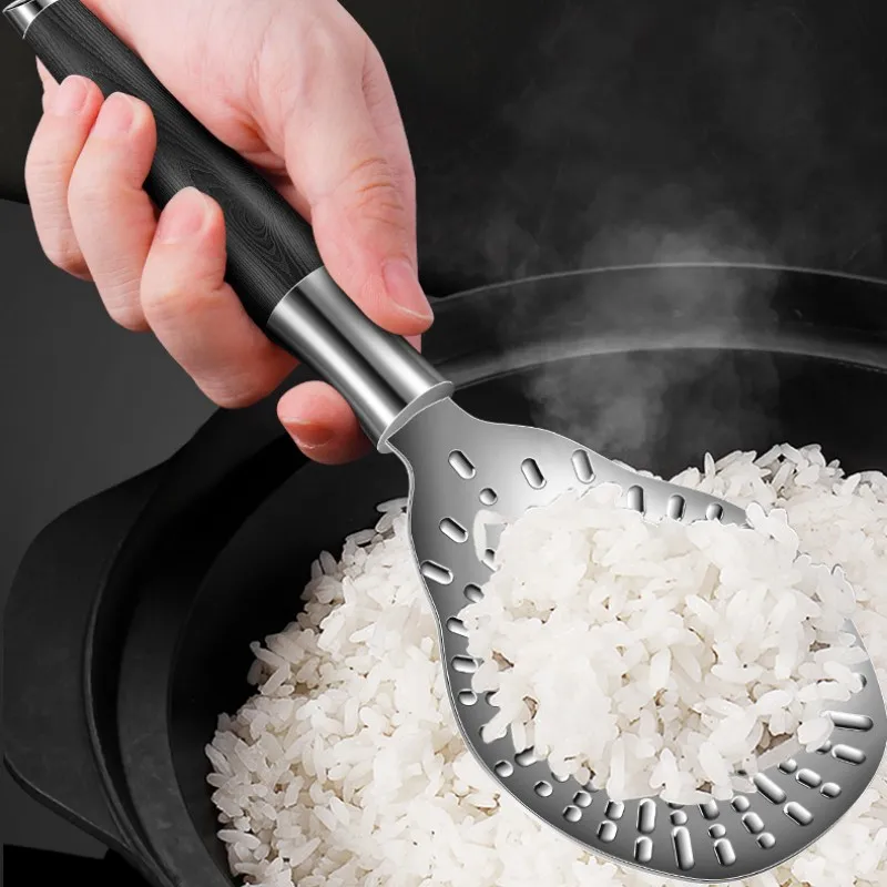 

Non-stick Rice Spoon Spoons Light Luxury Wooden Handle Home and Kitchen Utensils Thickened Black Color Wood Tools Gadgets Dining