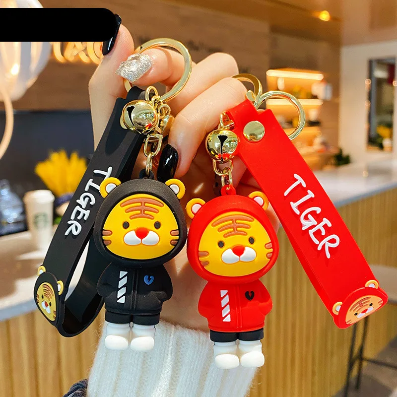 

XM-funny Cartoon Epoxy Sweater Tiger Keychain Fashion Couple Accessories Cute School Bag Pendant Exquisite Gift Key Chain