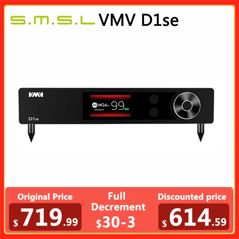 

SMSL VMV D1se высококачественный аудио ЦАП MQA 768 кГц 32bit XMOS Bluetooth5.0 USB оптический коаксиальный RCA DSD512 ES9038PRO с дистанционным управлением