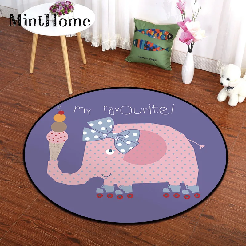 

Cartoon Wind Round Bedroom Carpet Floor Mat Children Baby Room Bedside Mat Door Hanging Basket Computer Mat