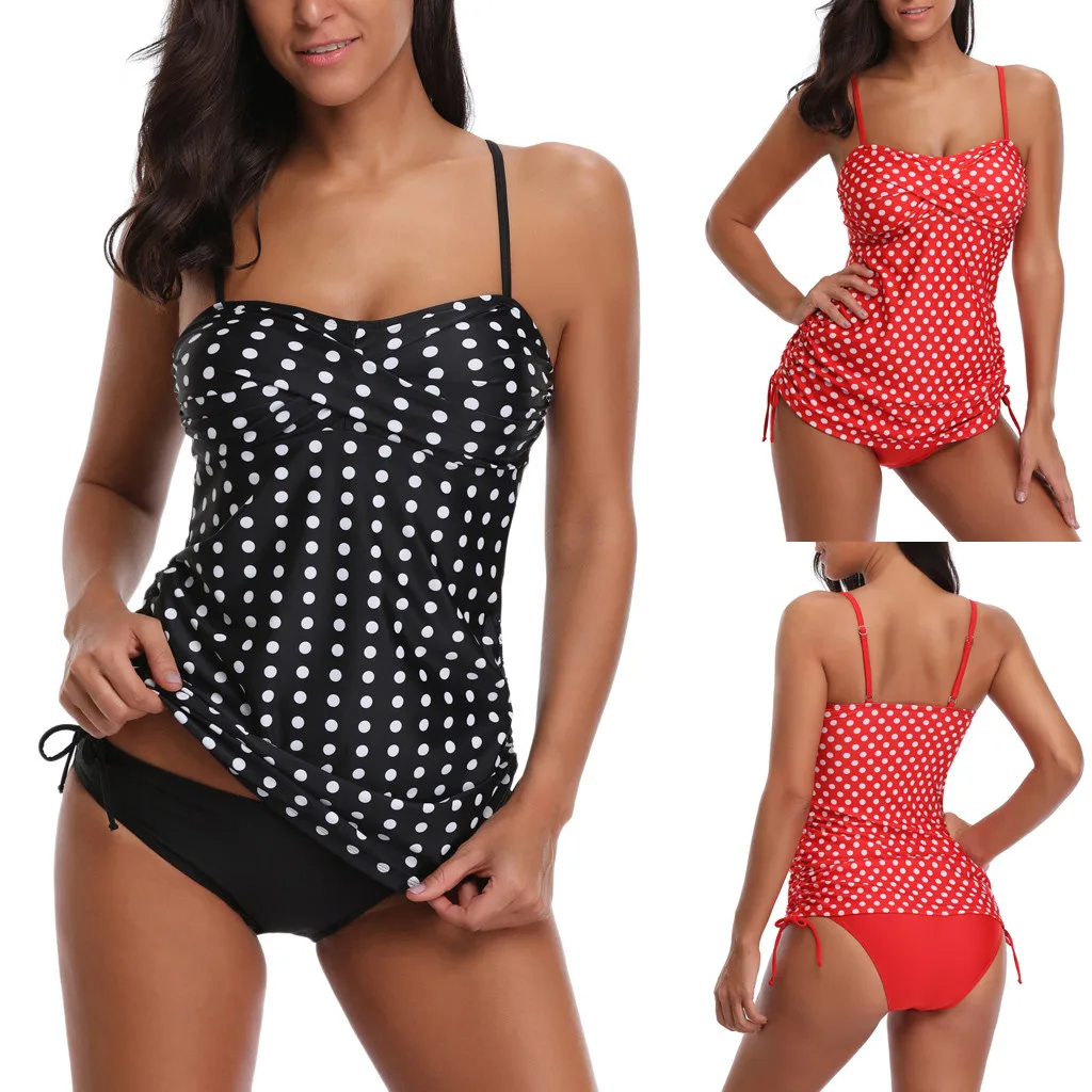 

Bandage vacation swiming Hawaii Women's Point Print Swimsuit Swimwear Bathing Monokini Push Vintage Swimwear Bandage Hawaii