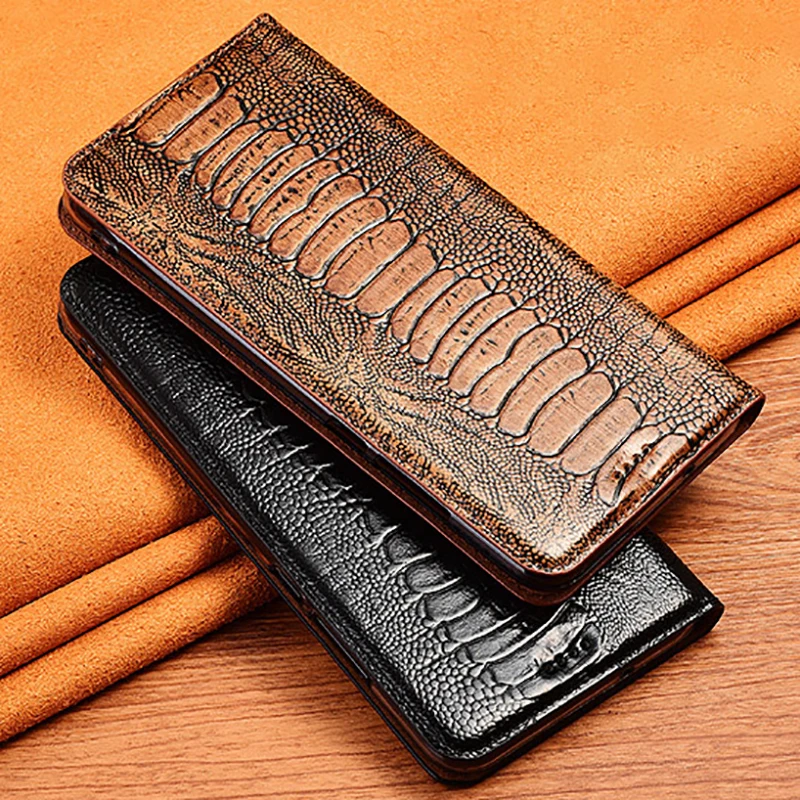 

Ostrich Veins Genuine Leather Flip Case For Samsung Galaxy A10 A20 A30 A40 A50 A60 A70 A80 A90 Card Pocket Wallet Phone Cover