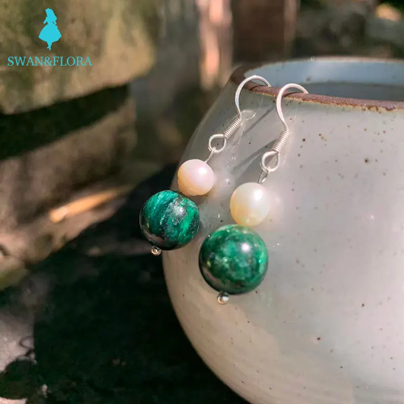 

Natural Seraphinite Earrings Silver 925 Original Clinochlore Gemstone Women High Quality Jewelry Design Handmade