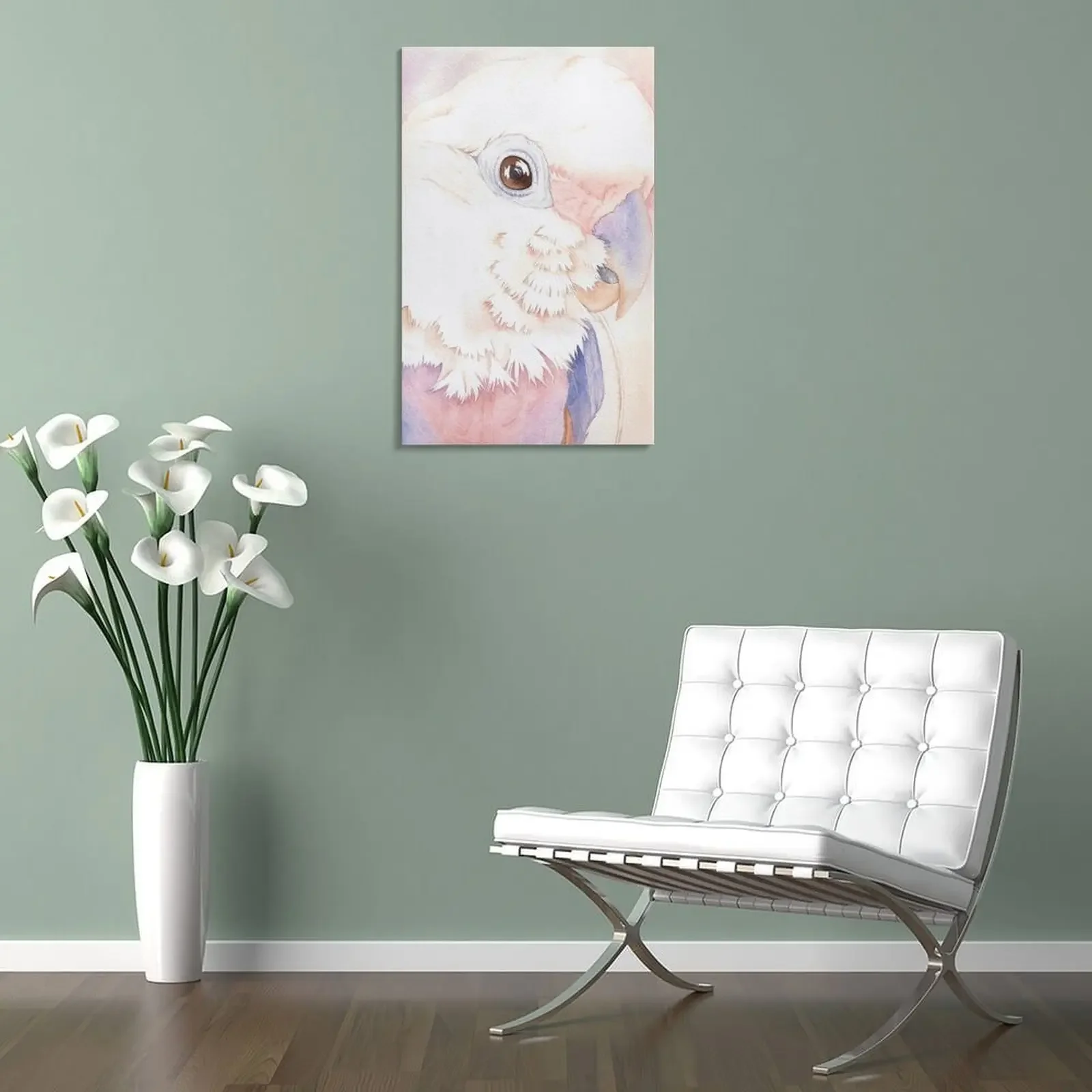 Goffin Tanimbar Corella Cockatoo акварельный портрет имя попугая Buckley холст живопись плакат