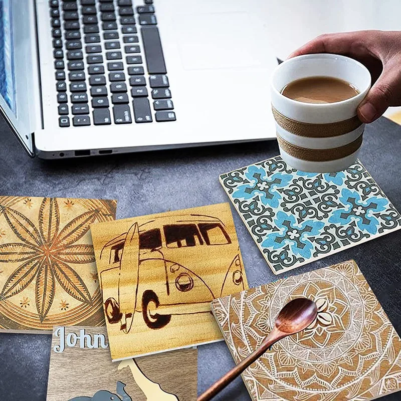 10Pcs 20X20X0.2Cm Basswood Sheets Unfinished Wood Board, Rectangle Blank Wooden, Wooden Cutouts For Crafts