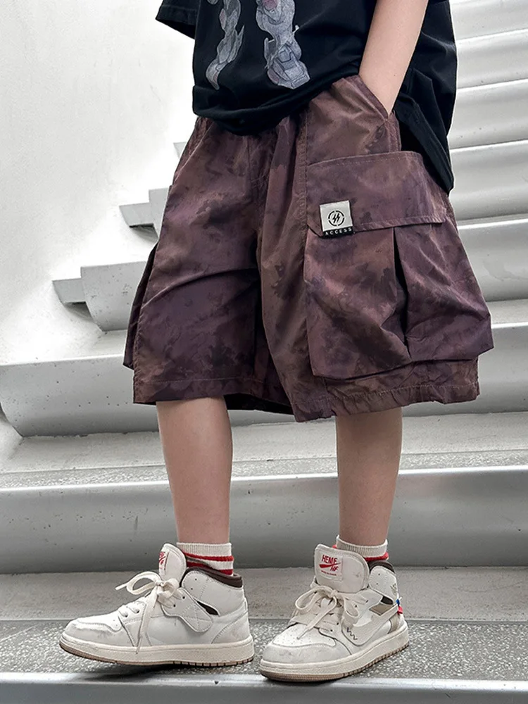 Huzhou тканая детская одежда камуфляжные шорты с галстуком для мальчиков детские