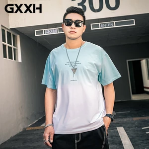 GXXH 2022 летняя большая и высокая Мужская футболка женская 4XL 5XL 6XL 7XL градиентная футболка с коротким рукавом хлопковые топы одежда