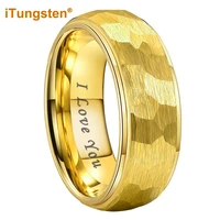 itungsten 6mm 8mm black gold rose hammered tungsten ring men women wedding band fashion jewelry i love you stamped comfort fit