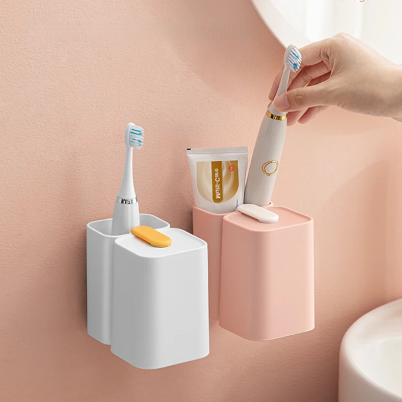 

Food Grade Magnetic Suction Mouthwash Cup Wall-mounted Toothbrush Rack Brushing Cup Electric Toothpaste Rack Bathroom Supplies