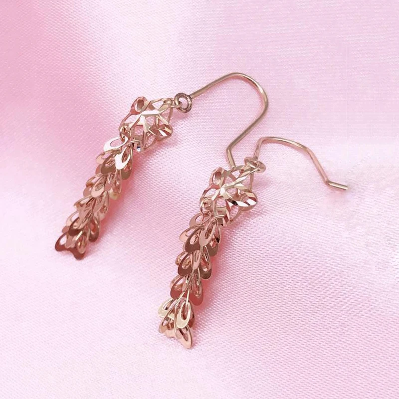 

Женские длинные серьги-кисточки, оригинальные серьги из розового золота 585 пробы с покрытием из фиолетового золота 14 к, изысканные модные юв...