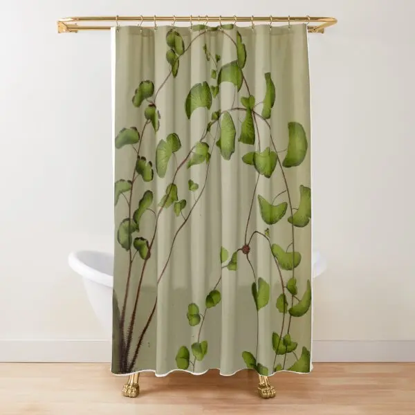 

Botanical Fern Print Shower Curtain,Fern on Old Book Page Shower Decor,polyester Bath Curtain with Hooks Curtains for Bathroom