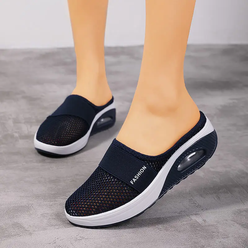 

Air Cushion Slip-On Women Walking Shoes Orthopedic Diabetic Ladies Platform Mules Mesh Lightweight Slippers Wedge Female Sneaker