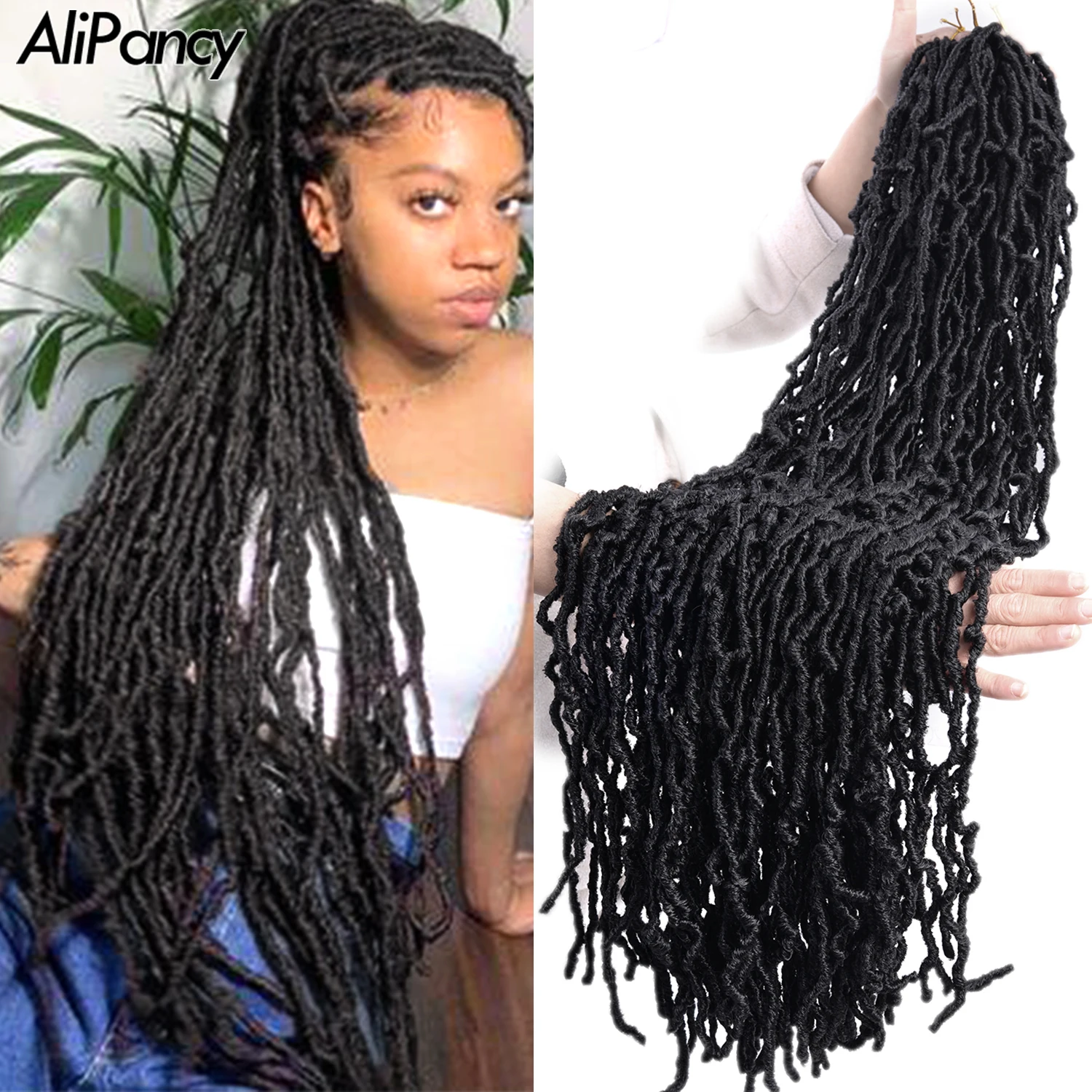 

Pink Synthetic Nu Locs 36Inch Soft Faux Locs Crochet Braid Hair For Black Women Pre Looped Long Goddess Locs Ombre Braiding Hair