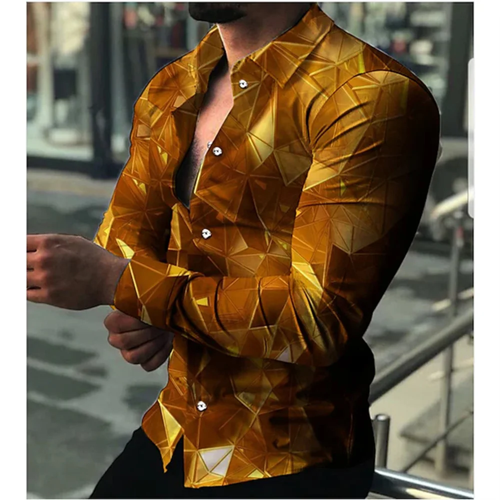 2023 Hot selling luxury men's social shirt lapel single breasted Hawaiian long-sleeved casual street men's designer clothing