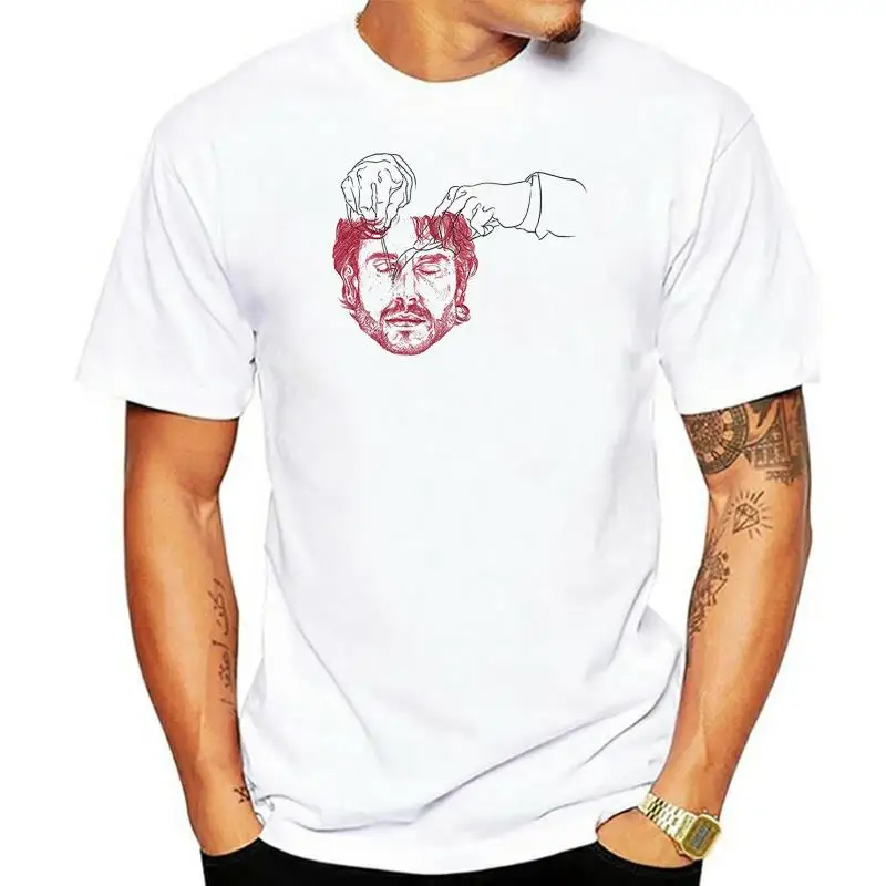 

Мужская Черная хлопковая Футболка Hannibal What The с закрытыми глазами