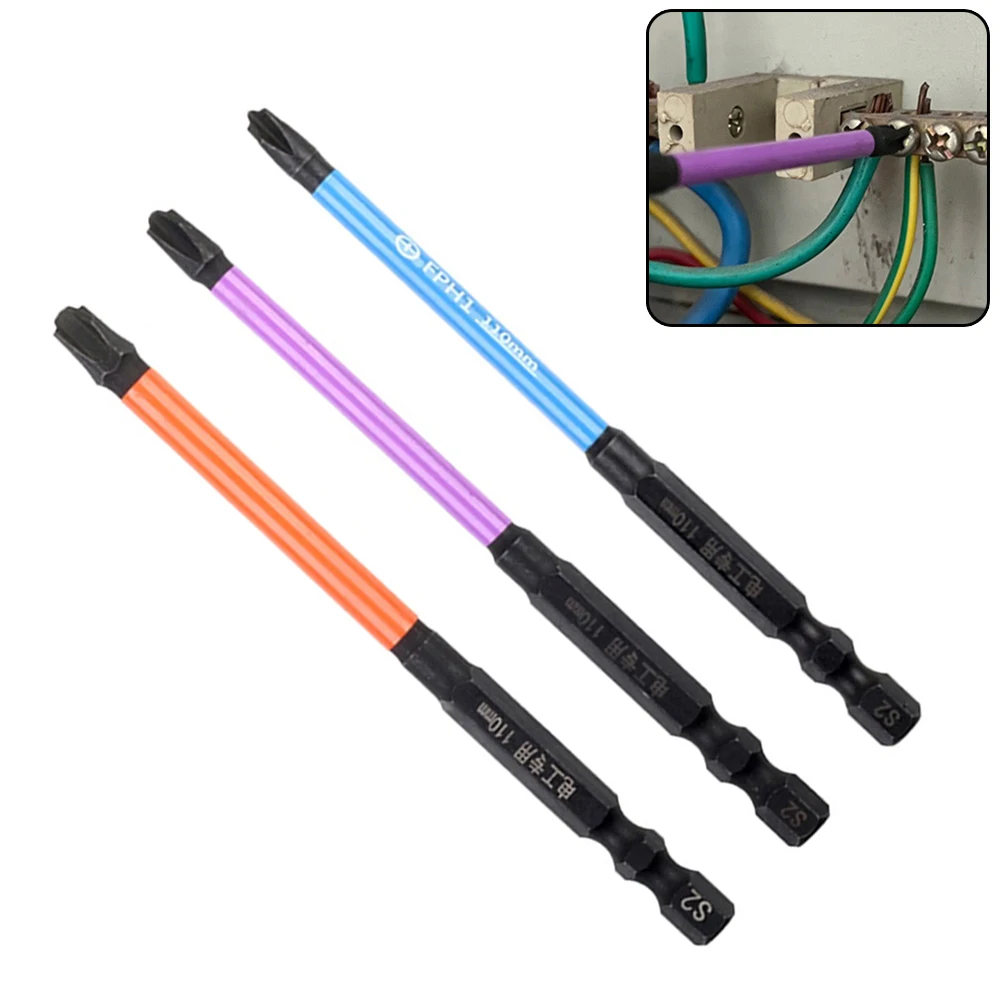 3pcs 110mm Magnetic Special Cross Screwdriver Bits Nutdrivers FPH1 FPH2 FPH3 For Sockets Switch Power Electrician Power Tools