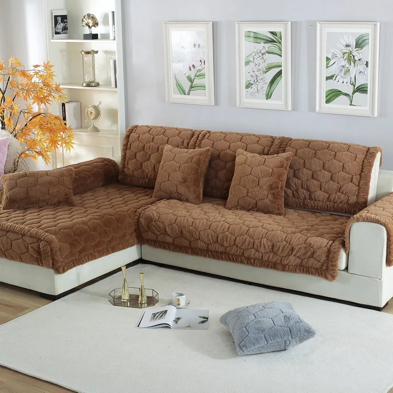 

Super Soft Plush Sofa Cover Winter Thicken Warm Couch Slipcovers Bay Window Cushion L-shaped corner sofa towel for Living room