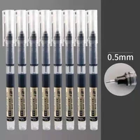 5pcs straight liquid pen 0 5mm quick drying pen disposable pen large capacity full needle tube great ability to write brush
