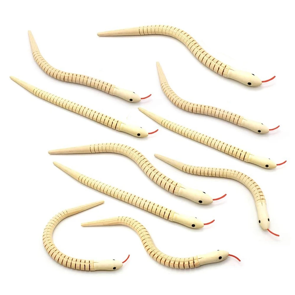 

10Pcs 12 Inch Unfinished Wooden Wiggly Snakes Jointed Flexible Wooden Snake Blank Animal Model Crafts Toys for Arts