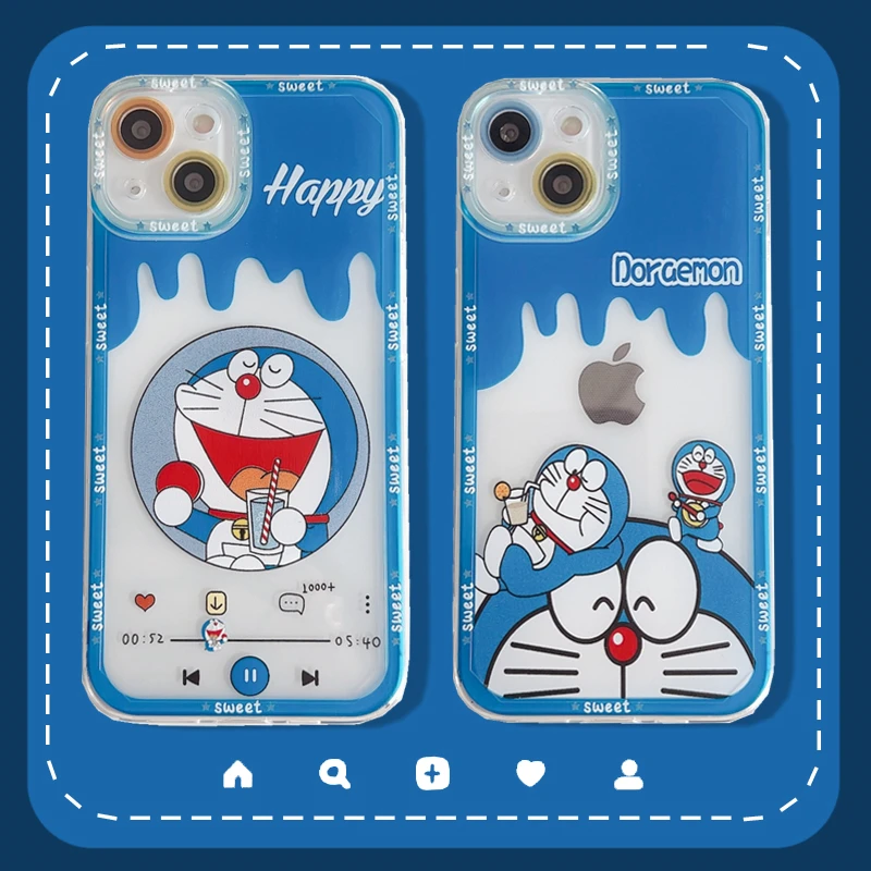 

BANDAI Cartoon Anime Cream Doraemon Cute Transparent Soft Silicone Phone Case for iPhone 11 12 13 pro XS MAX X XR Cover
