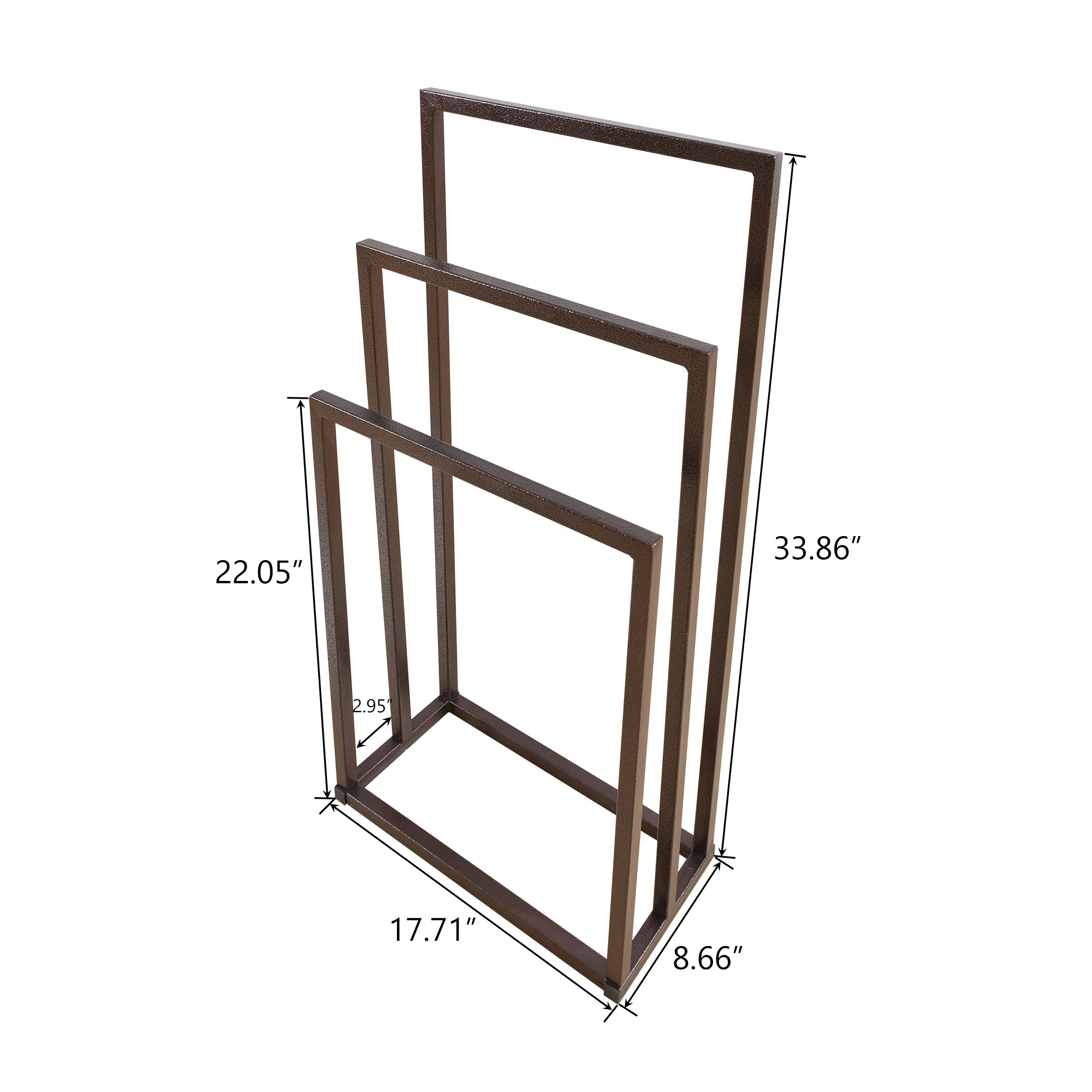 

Metal Freestanding Towel Rack 3 Tiers Hand Towel Holder Organizer Floor-standing Display Stand for Bathroom Accessories Brown