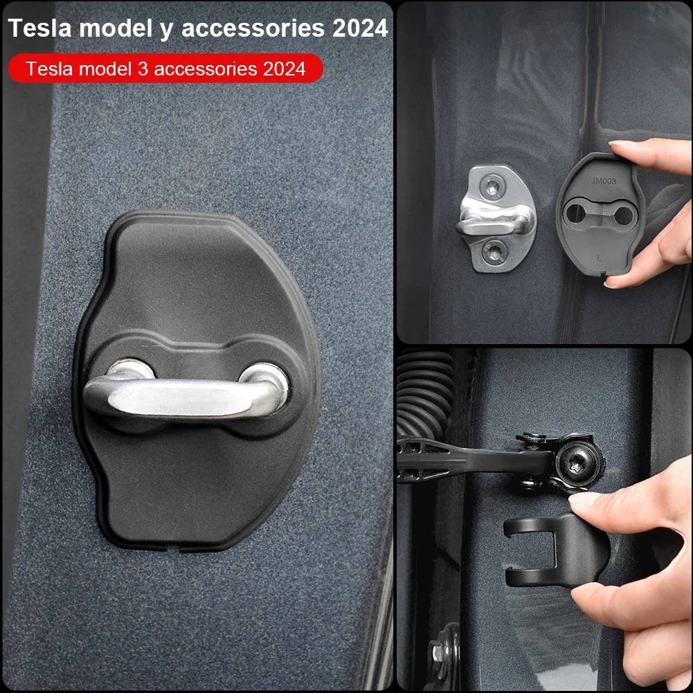 Новейшая защитная крышка дверного замка Tesla Model 3 Y 2016-2024 [Carbon Edition] защита от