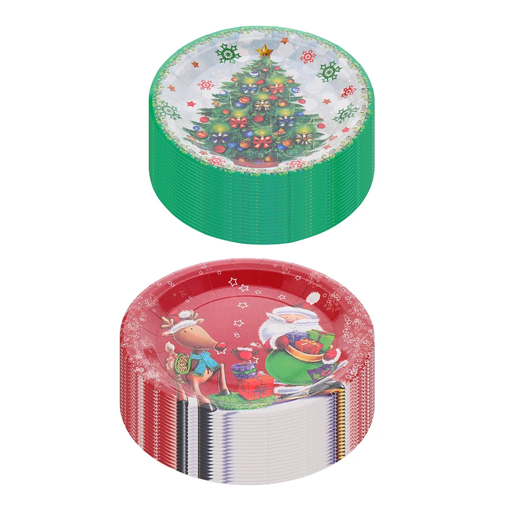 

20pcs Christmas Paper Dessert Round Party Tableware Set Christmas Party Supplies ( Red And Green )