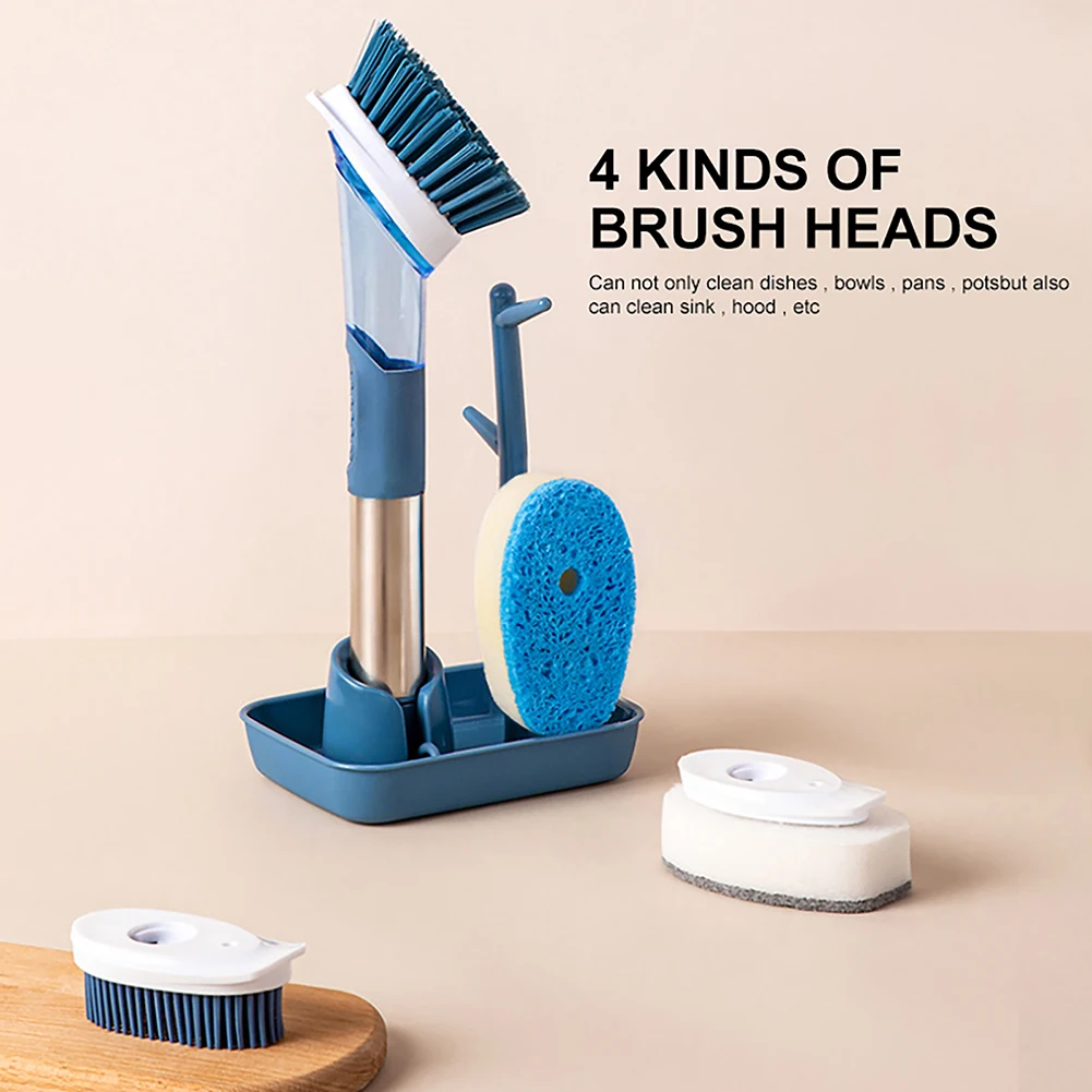 

Кухонная щетка для мытья посуды с длинной ручкой, щетка для мытья посуды, многофункциональная щетка для мытья посуды с дозатором жидкости, с...