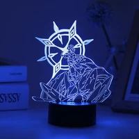 genshin impact albedo 3d led night light anime 16 colors lamp kid game desk decor gift can be combined to purchase acrylic board