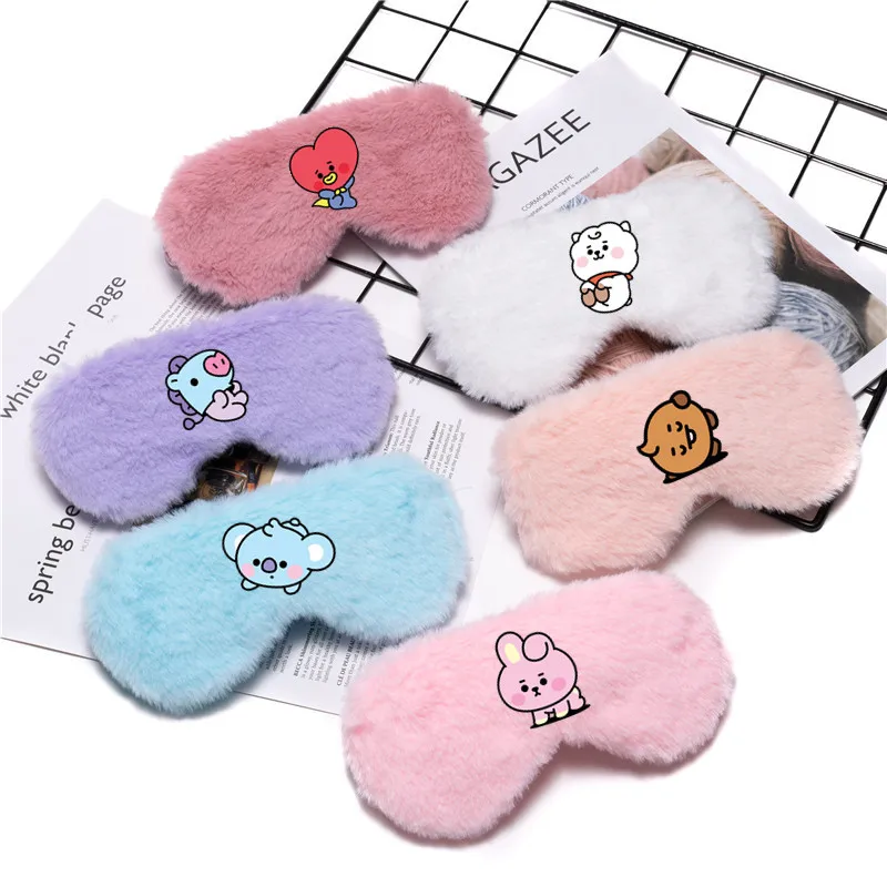 

Kpop Kawaii BT21 Plush Eye Mask Anime Cute Cartoon Eye Mask Sleeping Eye Mask Travel Shading Breathable Eyeshade Birthday Gift