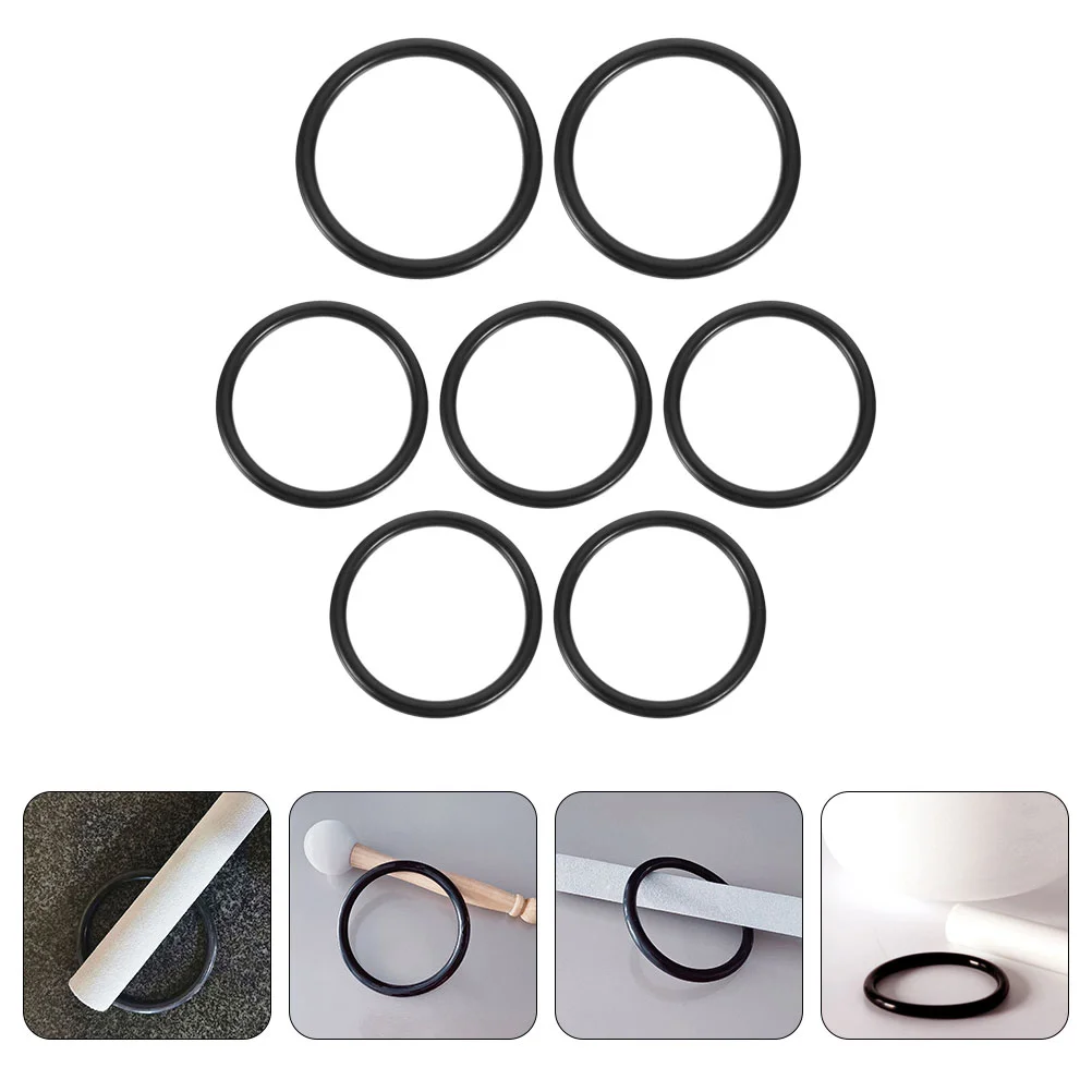 

7 Pcs Black Silicone Ring Music Bowl Washer Cushion Sound Rubber Rings Decor Base Singing Mat Parts Ritual Instruments