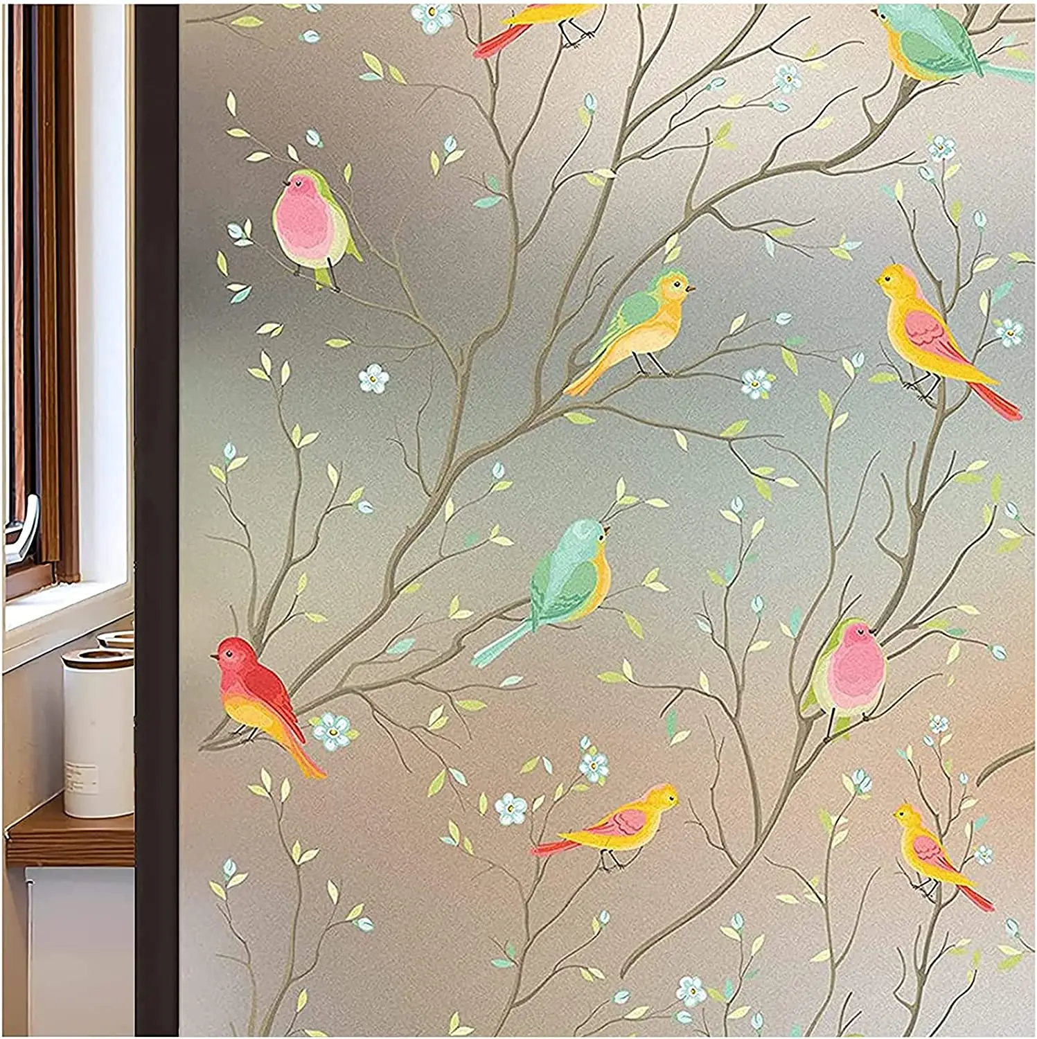 

Window Privacy Film Stained Glass Non-Adhesive Static Cling Decorative Frosted Window Film Heat Blocker Heat Control for Home