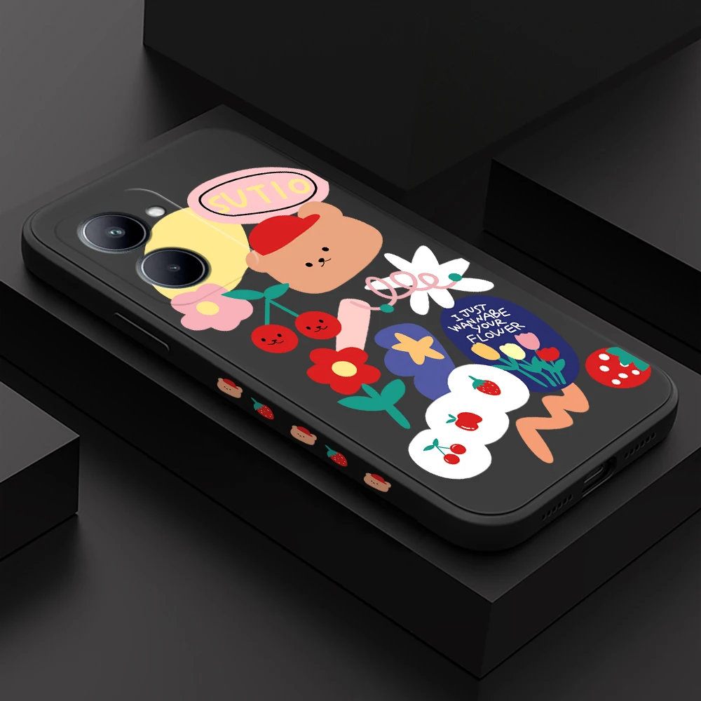 

Funda Realme C30 C35 C31 Liquid Silicone Bear Cute Cover for Realme C25 C25S C25Y C21 C21Y C11 C12 C11 C15 C20 C20A 2021 Mini