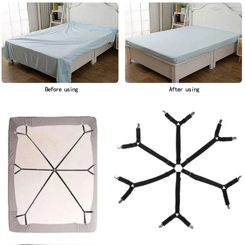 

Bed Sheet Holder Adjustable Elastic 12 Clips Fixed Holder Mattress Clip Fasteners Cover Blankets Grippers Fixing Non-Slip Strap