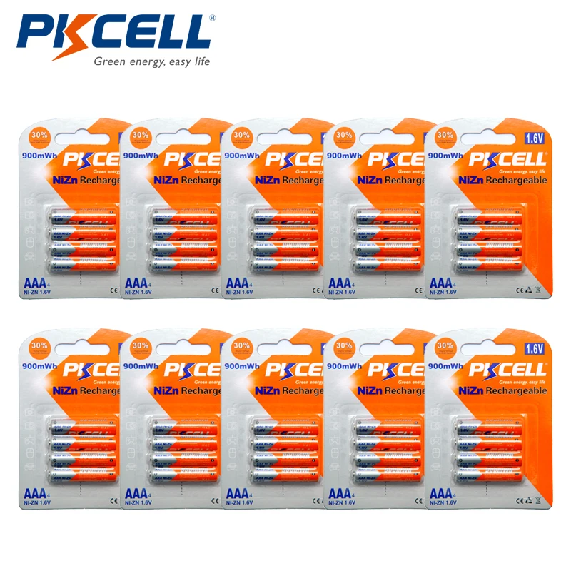 

Аккумуляторные батареи PKCELL, 40 шт./10 карт, 1,6 в, NiZn, AAA, МВт/ч