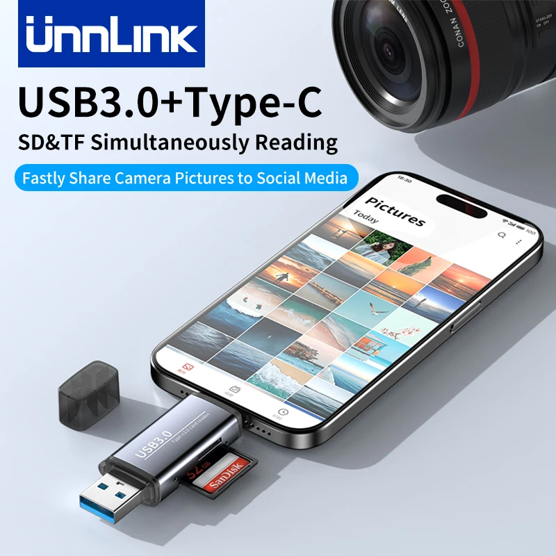 Кардридер Unnlink с USB 3 0 и Type C на SD MicroSD TF карта памяти для ПК ноутбука телефона