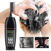 permanent black hair dye shampoo 200ml with comb herbal ingredients ginseng ginger ganoderma lucidum cover grey hair hair dye