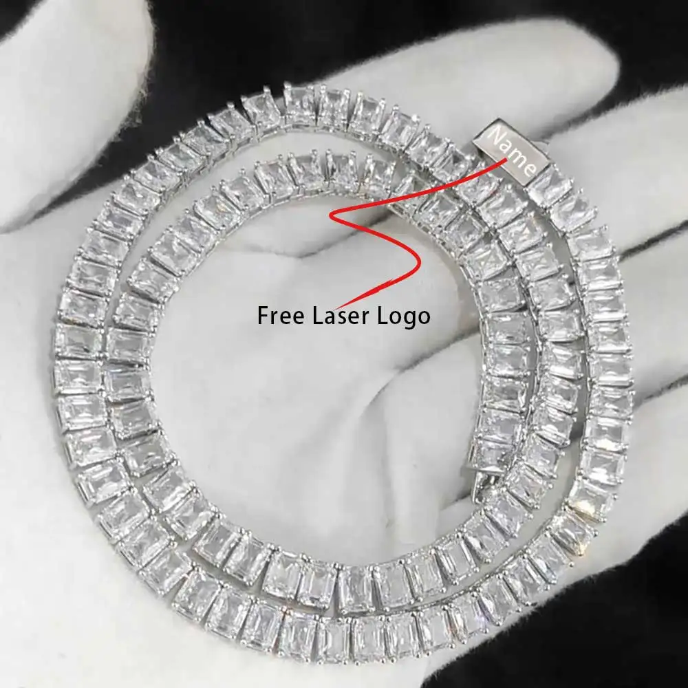 Цепочка Женская теннисная с прямоугольным цирконом ожерелье в стиле хип-хоп