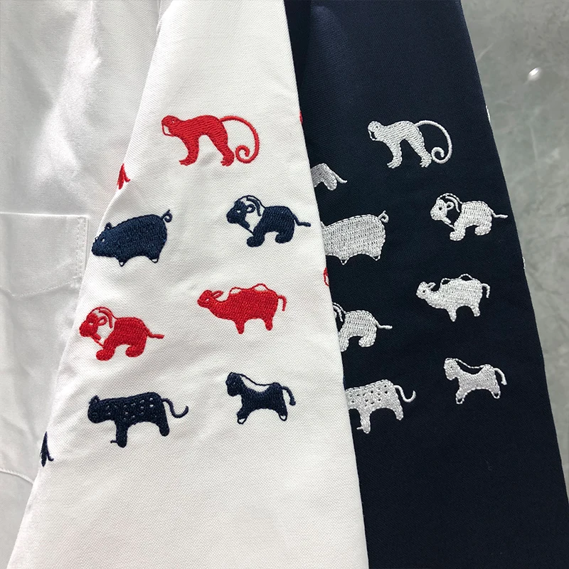 TB THOM Men's Casual Shirt Western Basic Long Sleeve Snap Classic Shirt Tops  Spring Autumn High Quality  Arm Embroidery  Shirts