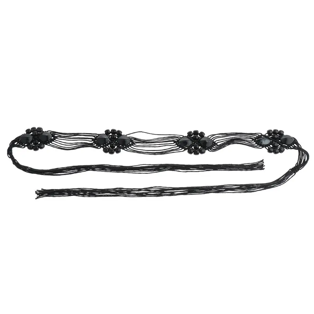 

Womened Rope Waist Chain Beaded Chain Rope Braided Tassel Belt