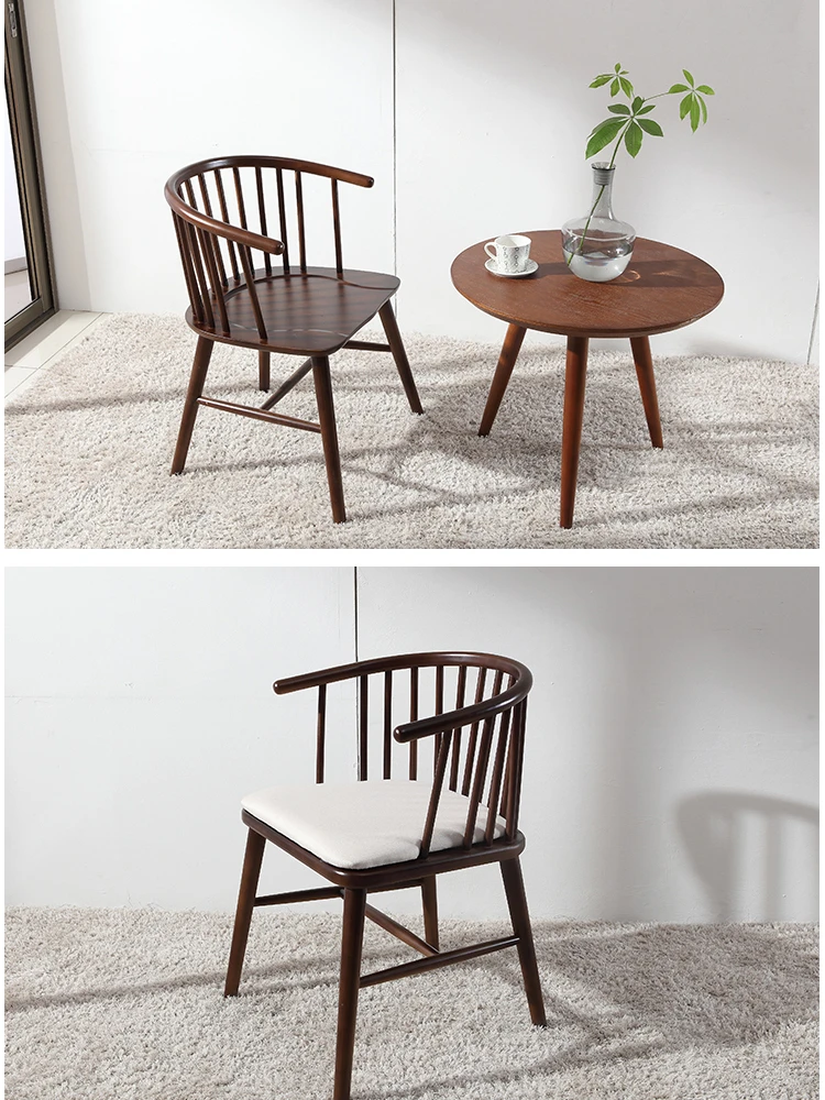 Dining Chair Solid Wood Princess Western Restaurant Windsor Armrest Milk Tea Leisure Desk Balcony Negotiation Customized |