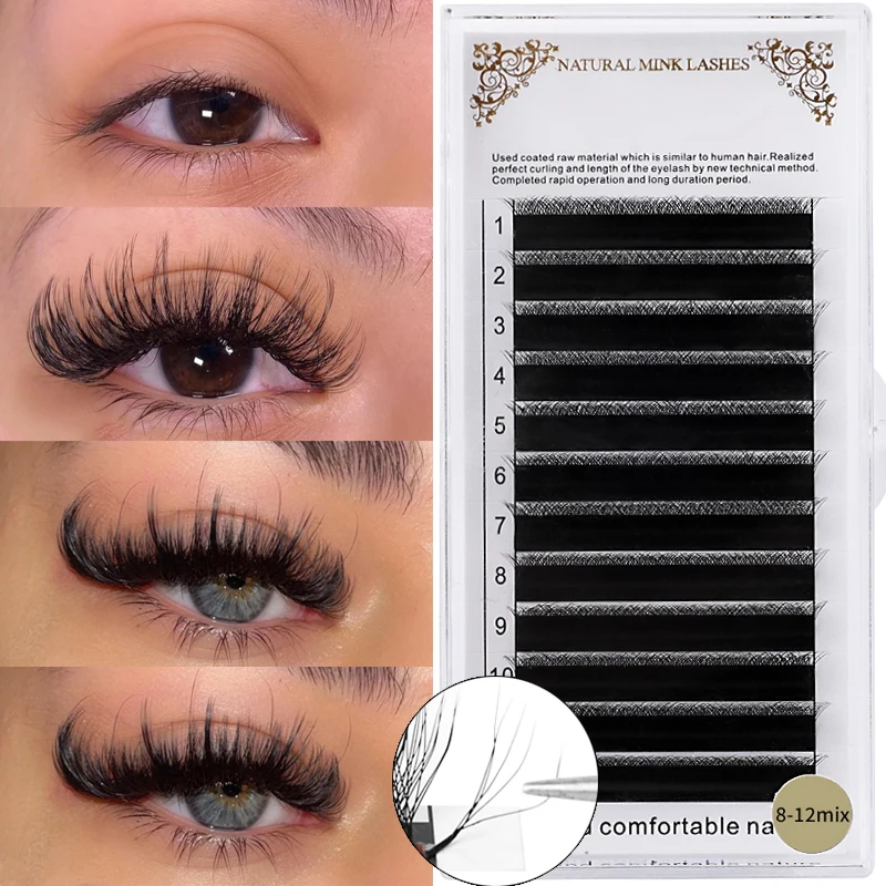 

Grafting Eyelashes Natural Long Black Volume Faux Mink Individual Hand Made False Eyelash Extension Makeup Tools 8/9/10/11/12mm