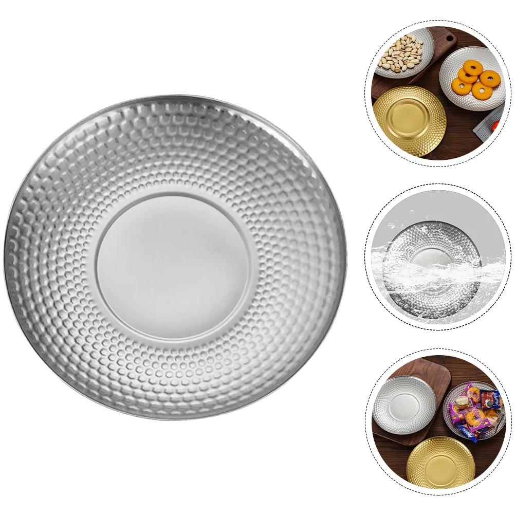 

Stainless Steel Tray Traditional Dinner Dish Serving Camping Plate For Indoor Outdoor