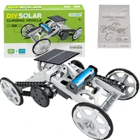 kids solar energy car toys diy robot four wheel drive car diy climb vehicle toys early education kit teaching experiment kit