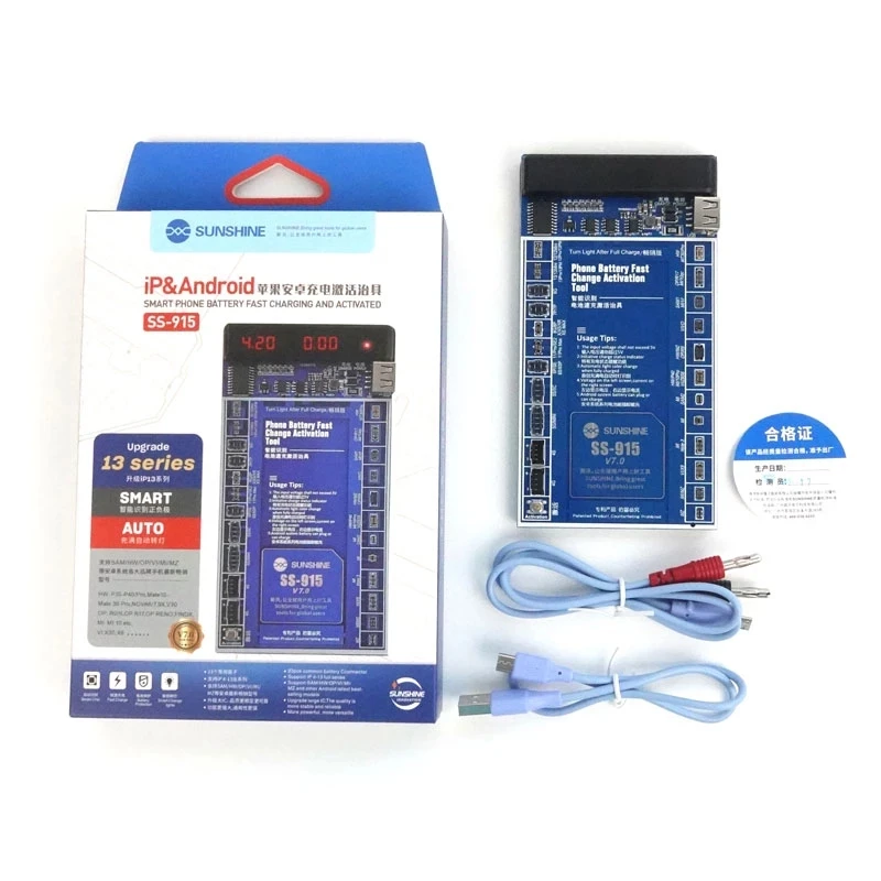 

Sunshine SS-915 Battery Activation Board Fast Charging For iPhone X/XS/11/11Pro/12mini/13 Pro/13 Pro Max Batteries Quick Charger
