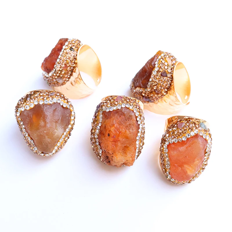 

Micro Inlay Natural Red Agate Open Ring for Women Girls Handmade Irregular Chip Stones Finger Jewelry Party Wedding Gifts