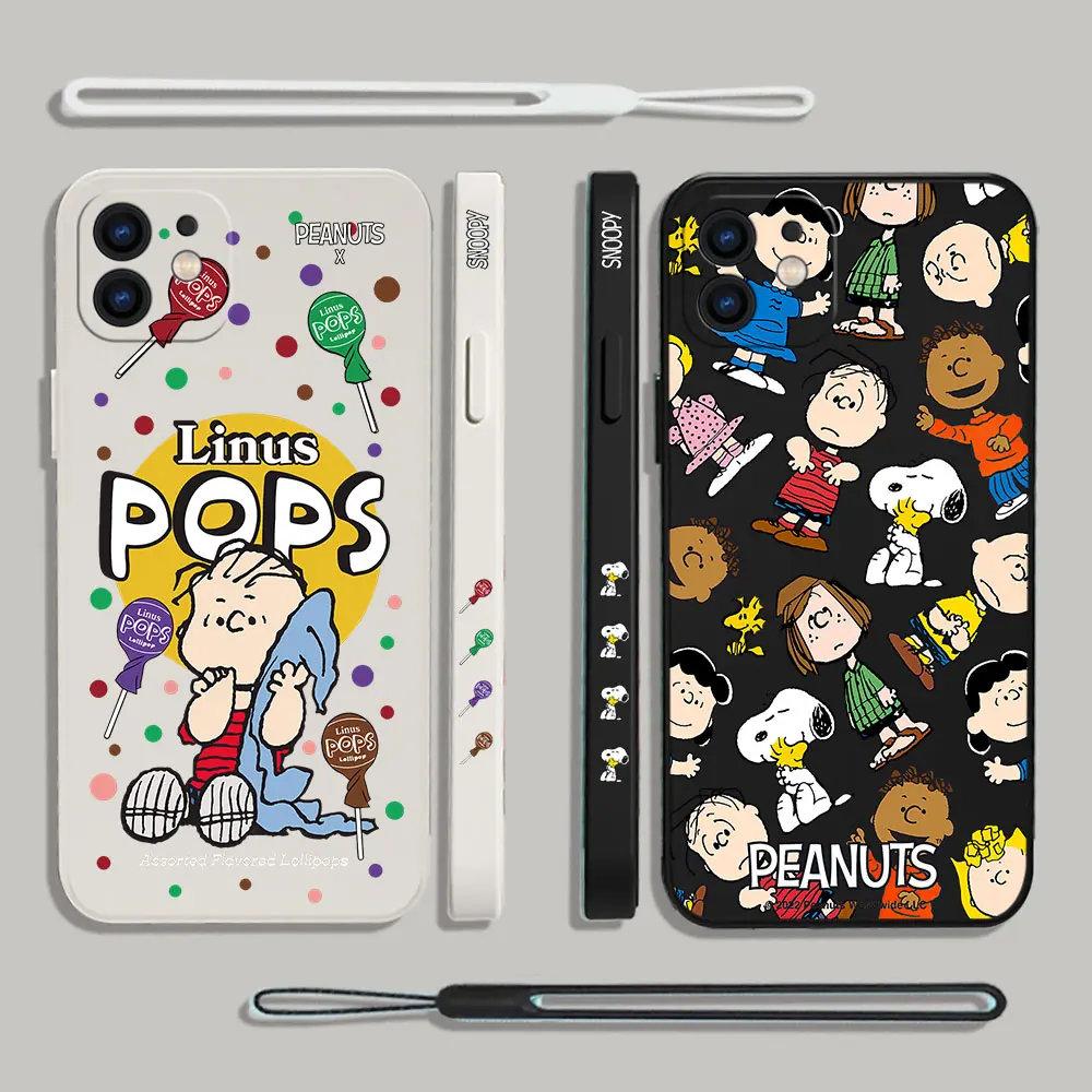 

Cartoon Cute Dog Snoopies Phone Case For iPhone 14 13 12 11 Pro Max Mini X XR XS MAX SE20 8 7 Plus 6 6S Plus with Hand Strap