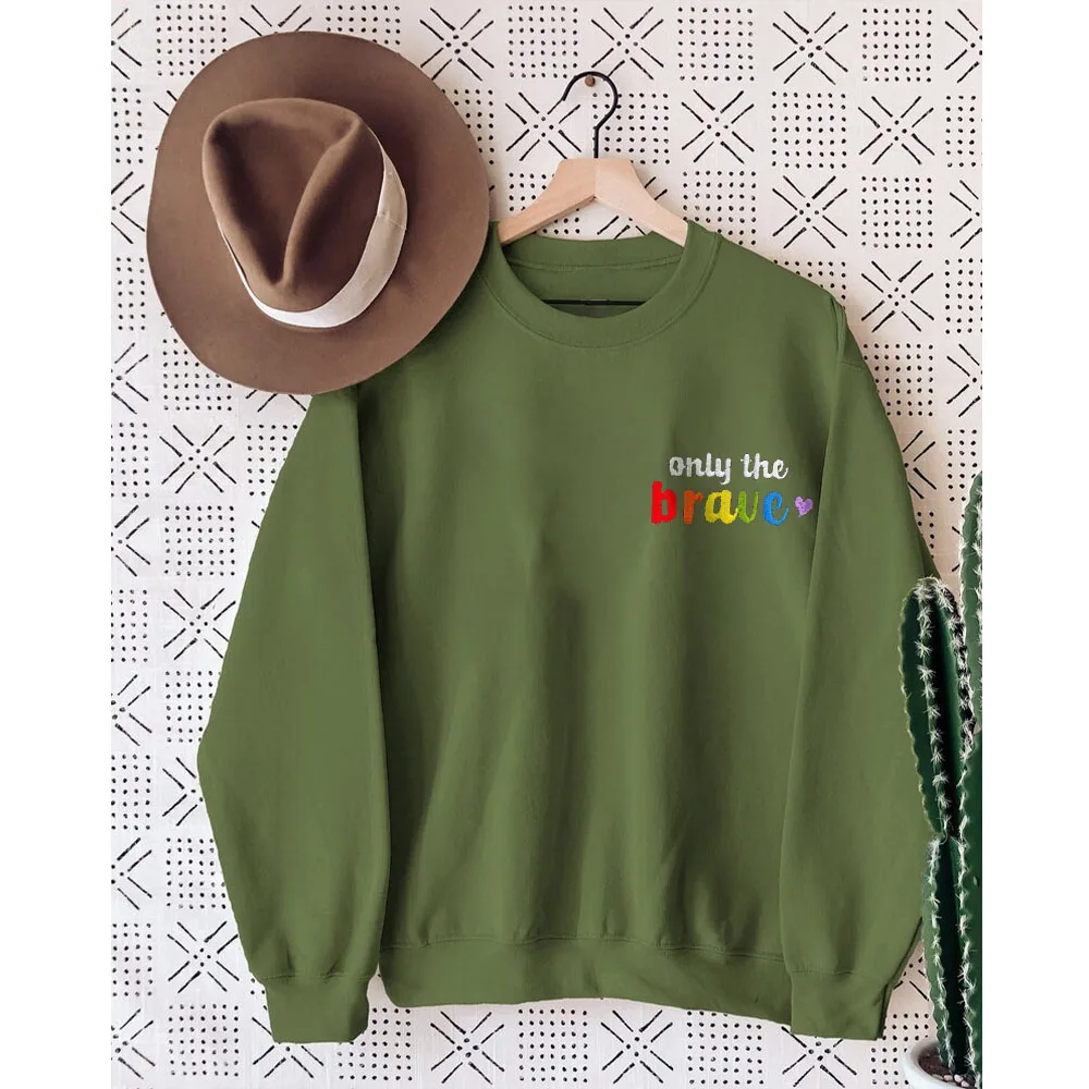 Женский хлопковый свитшот с длинным рукавом и вышивкой