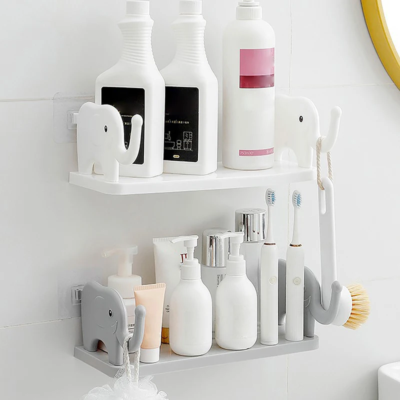 

Bathroom Elephant Storage Creative Perforation-free Multifunctional Living Room Kitchen Wall Hanging Seasoning Storage Shelf